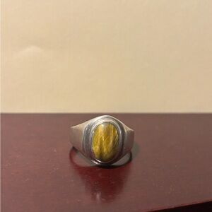 Silver Ring with Yellow Stone